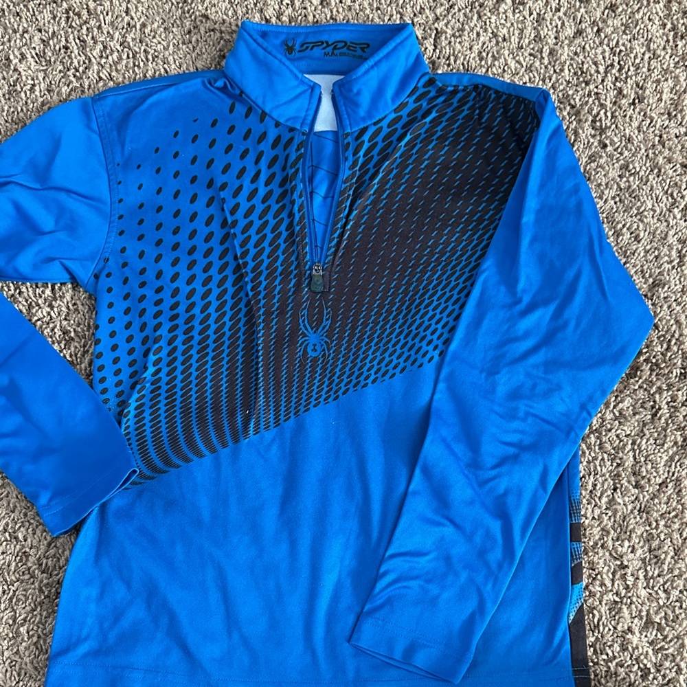 Spyder Blue and Black Graphic Quarter-Zip Snow/Ski Base Layer